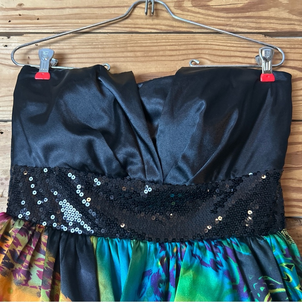 Studio Y Black And Multicolor Strapless Dress - image 4